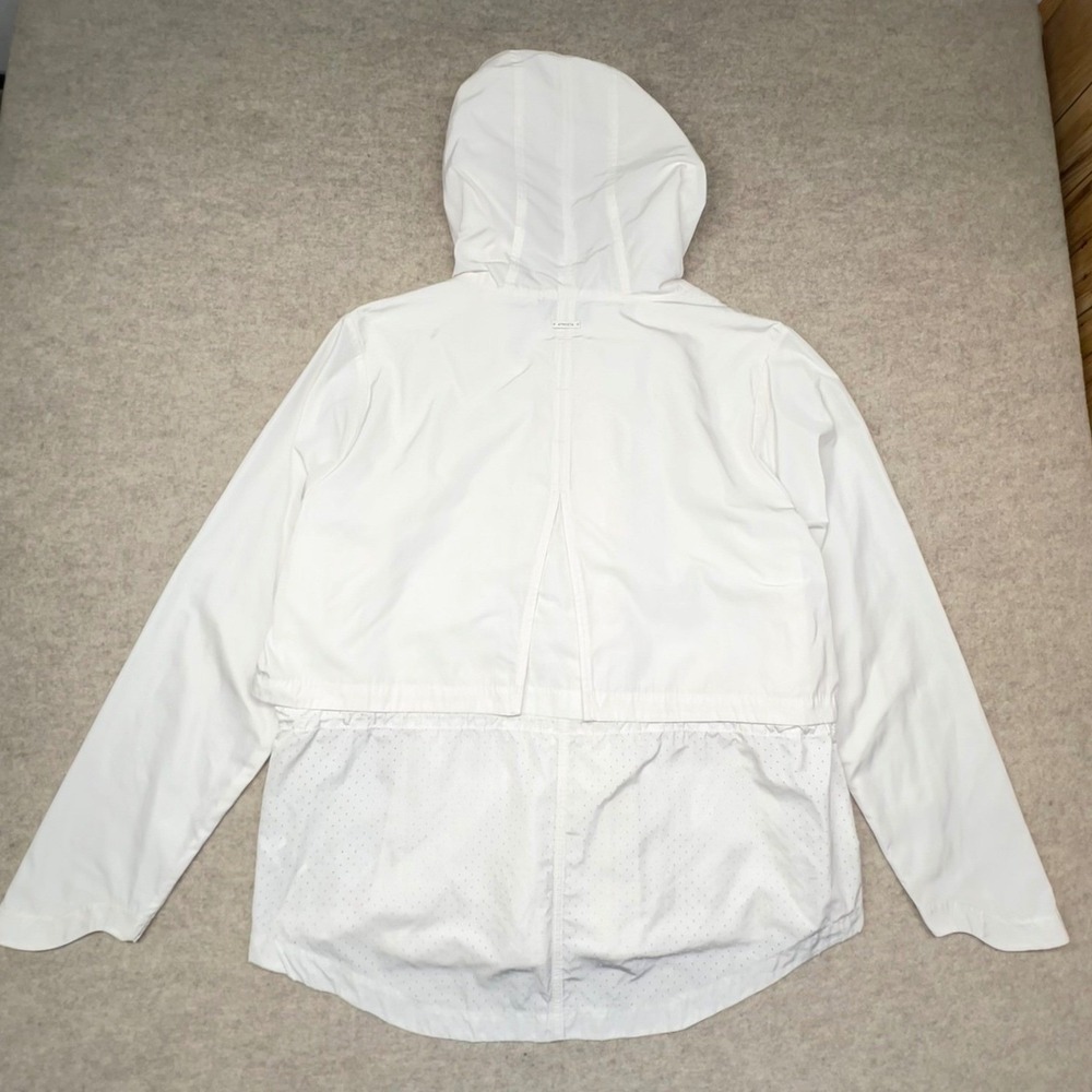 Athleta Windbreaker Jacket Women XL White Good Hooded Perforated Ventilated Back - Picture 3 of 12